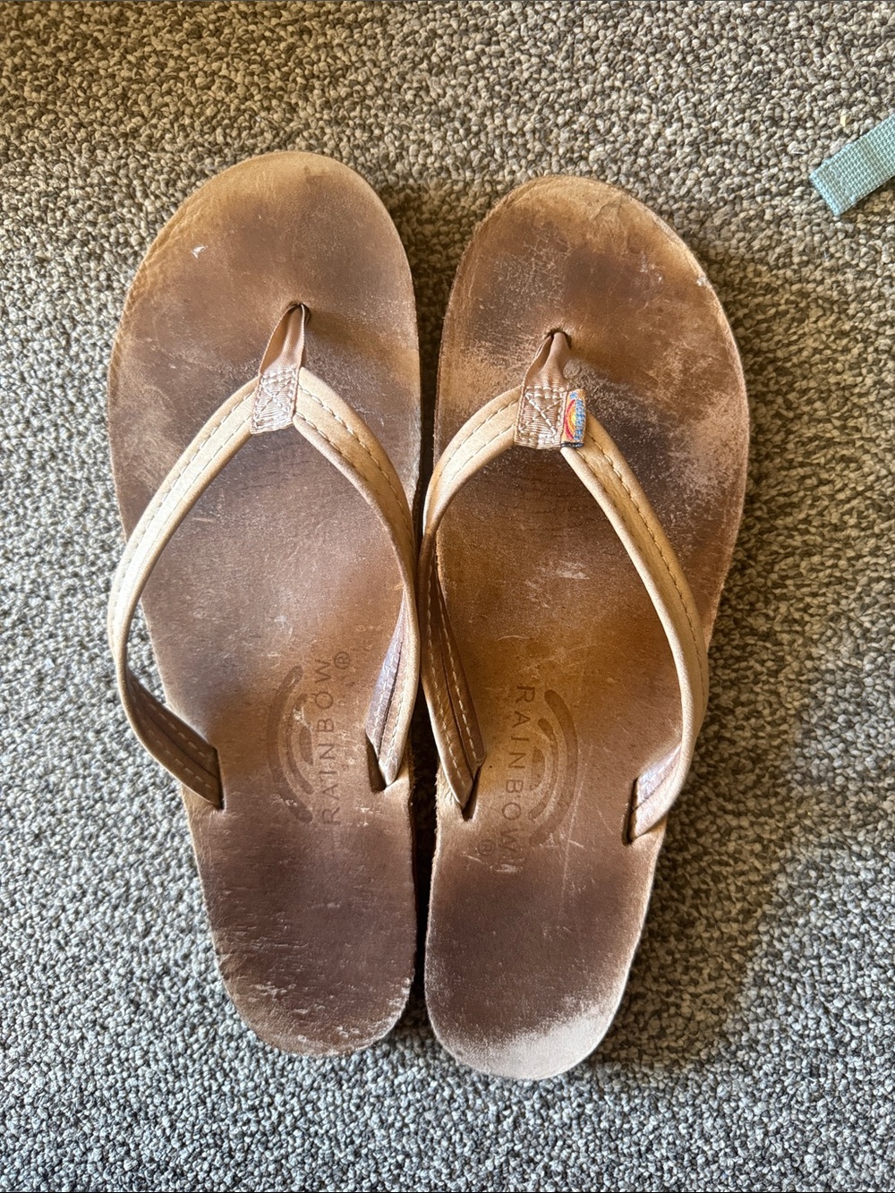 Rainbow Brown Leather Flip Flop Sandals - Women